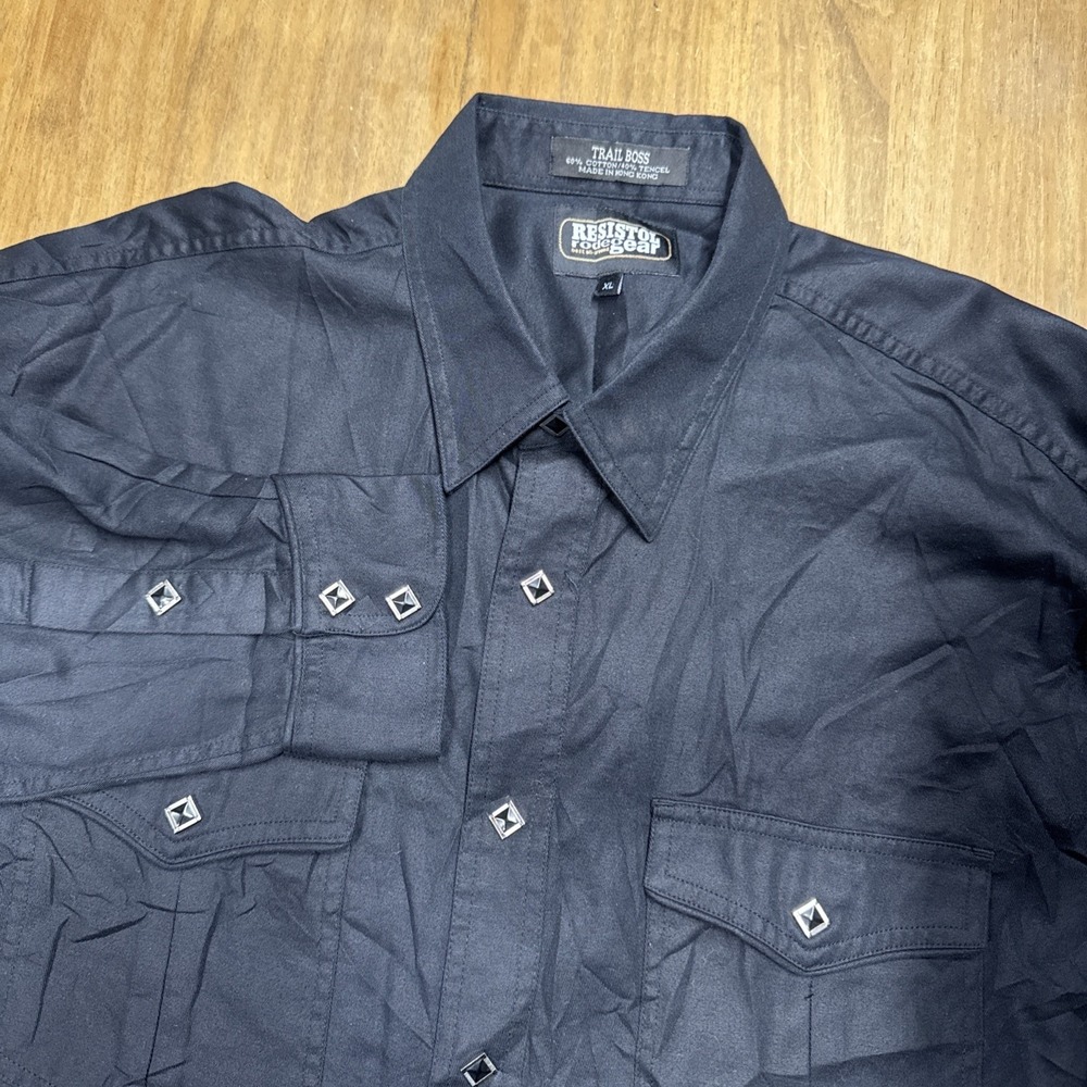 Resistol Rodeo Gear Trail Boss Long Sleeve Diamond Snap Men's XL Black Western